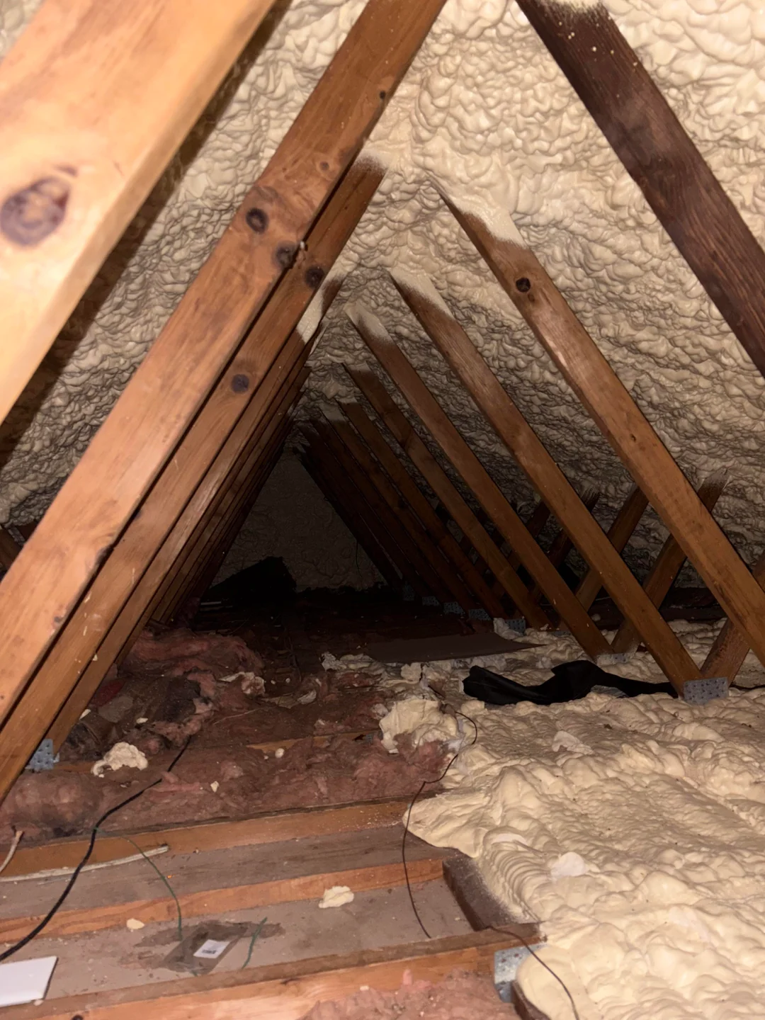 Attic insulation with spray foam